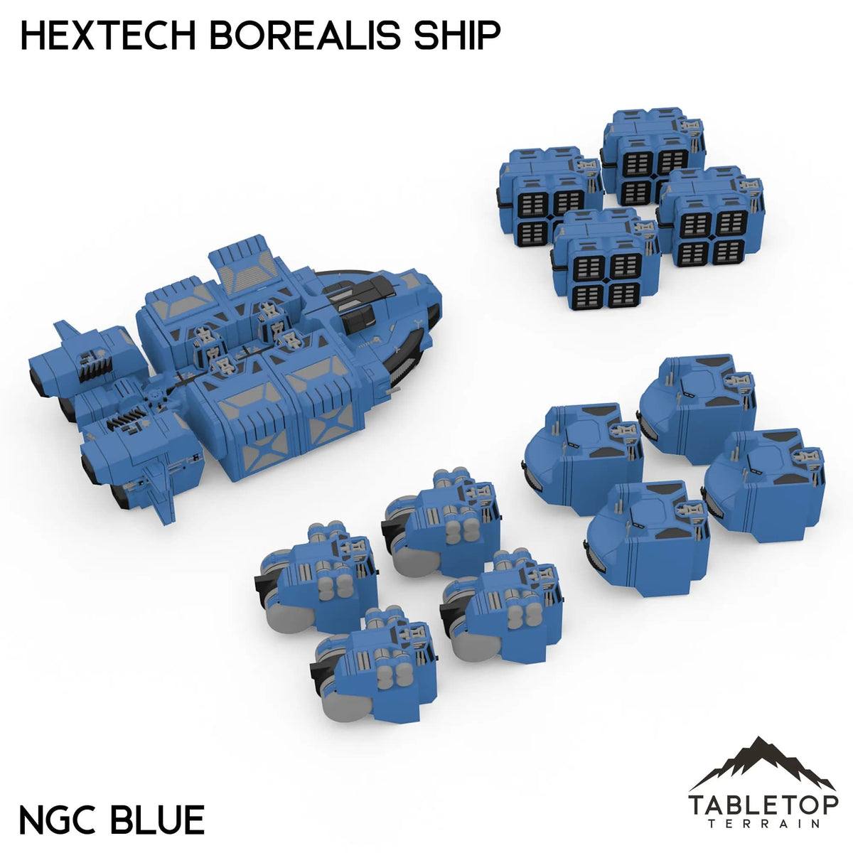 Tabletop Terrain Vehicle Full Set / NextGen Color (Blue) HEXTECH Borealis Ship- 6mm