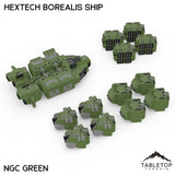 Tabletop Terrain Vehicle Full Set / NextGen Color (Green) HEXTECH Borealis Ship- 6mm