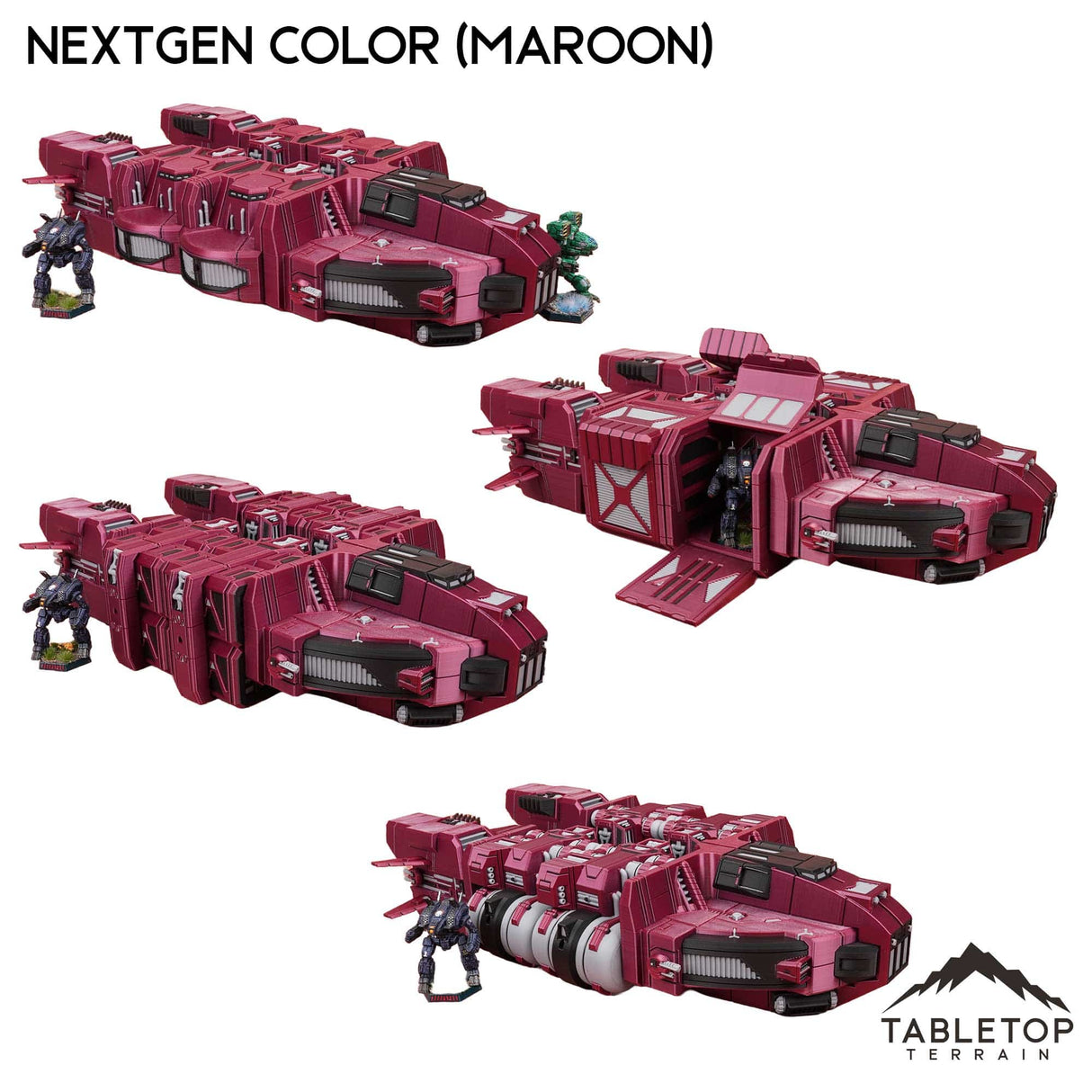 Tabletop Terrain Vehicle Full Set / NextGen Color (Maroon) HEXTECH Borealis Ship- 6mm