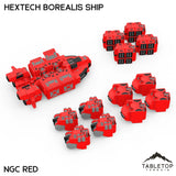 Tabletop Terrain Vehicle Full Set / NextGen Color (Red) HEXTECH Borealis Ship- 6mm