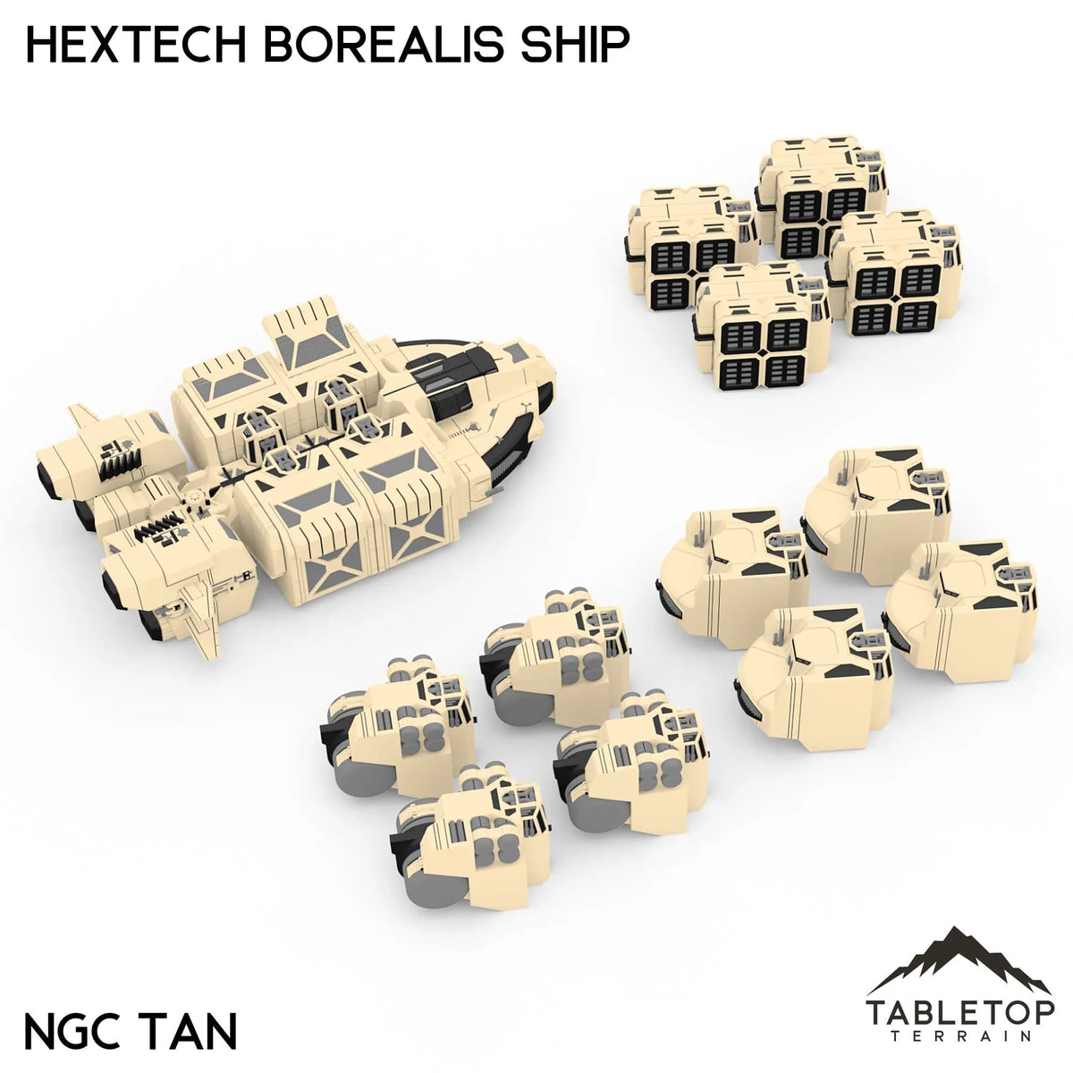 Tabletop Terrain Vehicle Full Set / NextGen Color (Tan) HEXTECH Borealis Ship- 6mm