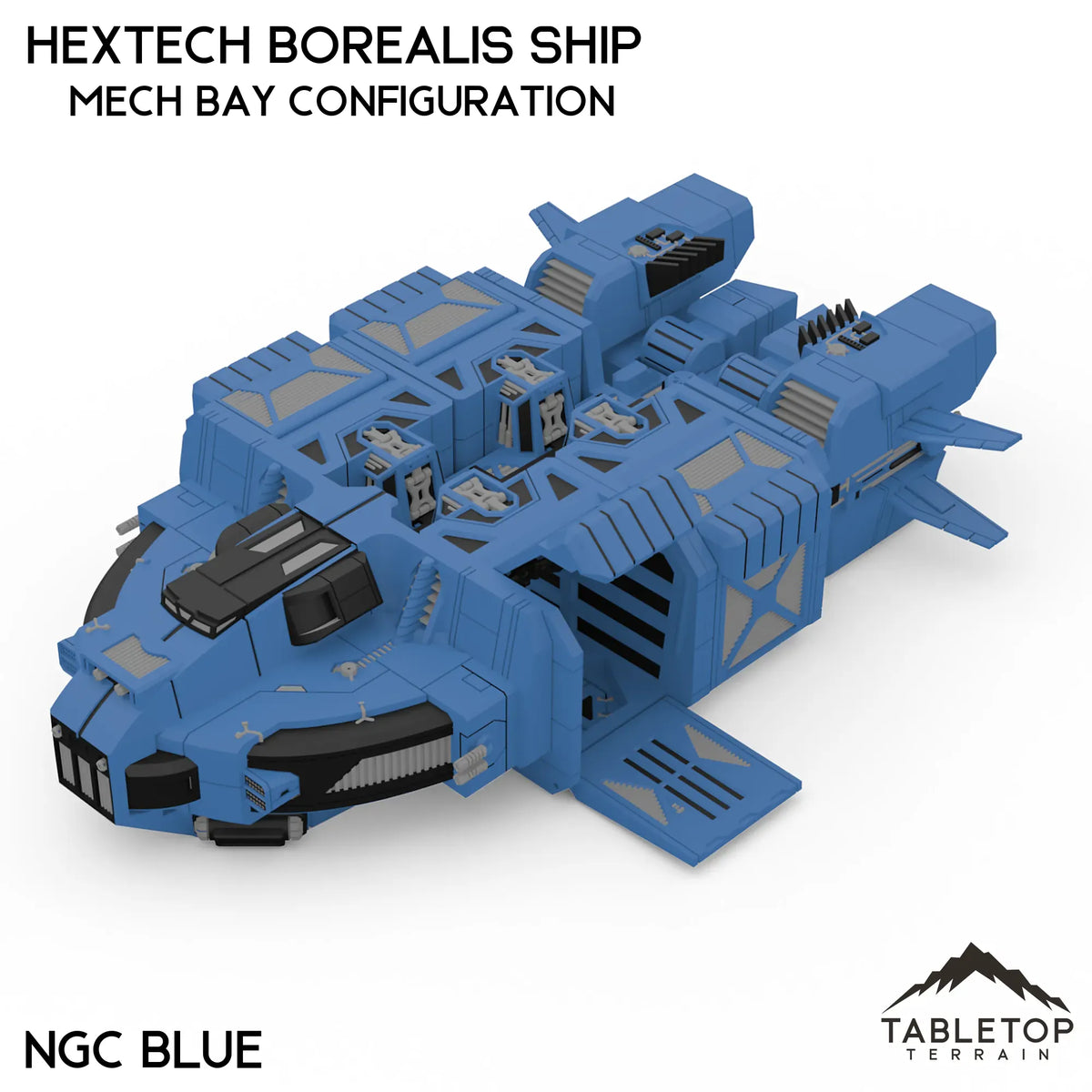 Tabletop Terrain Vehicle Mech Bay Configuration / NextGen Color (Blue) HEXTECH Borealis Ship- 6mm