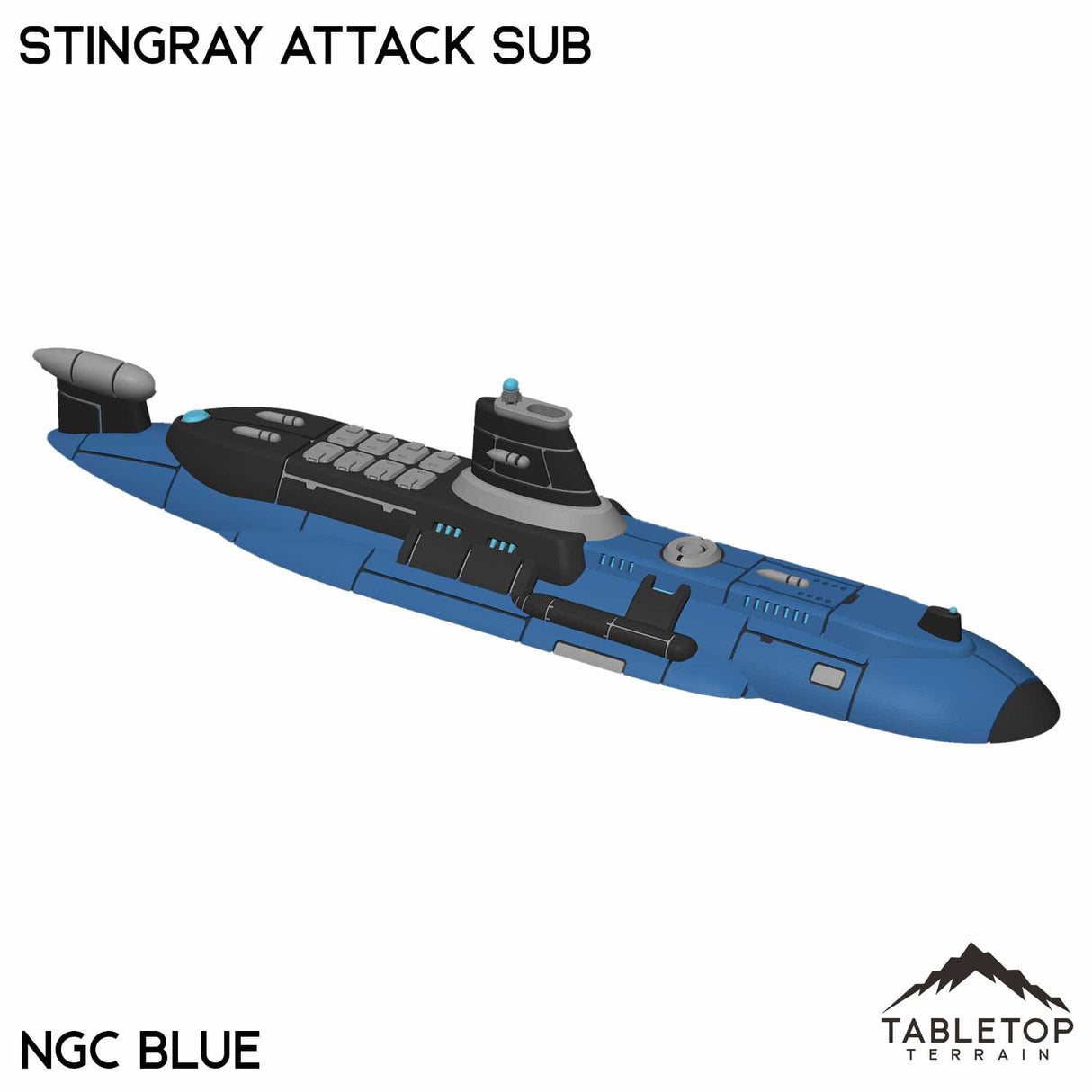 Tabletop Terrain Vehicle NextGen Color- Blue Stingray Attack Sub