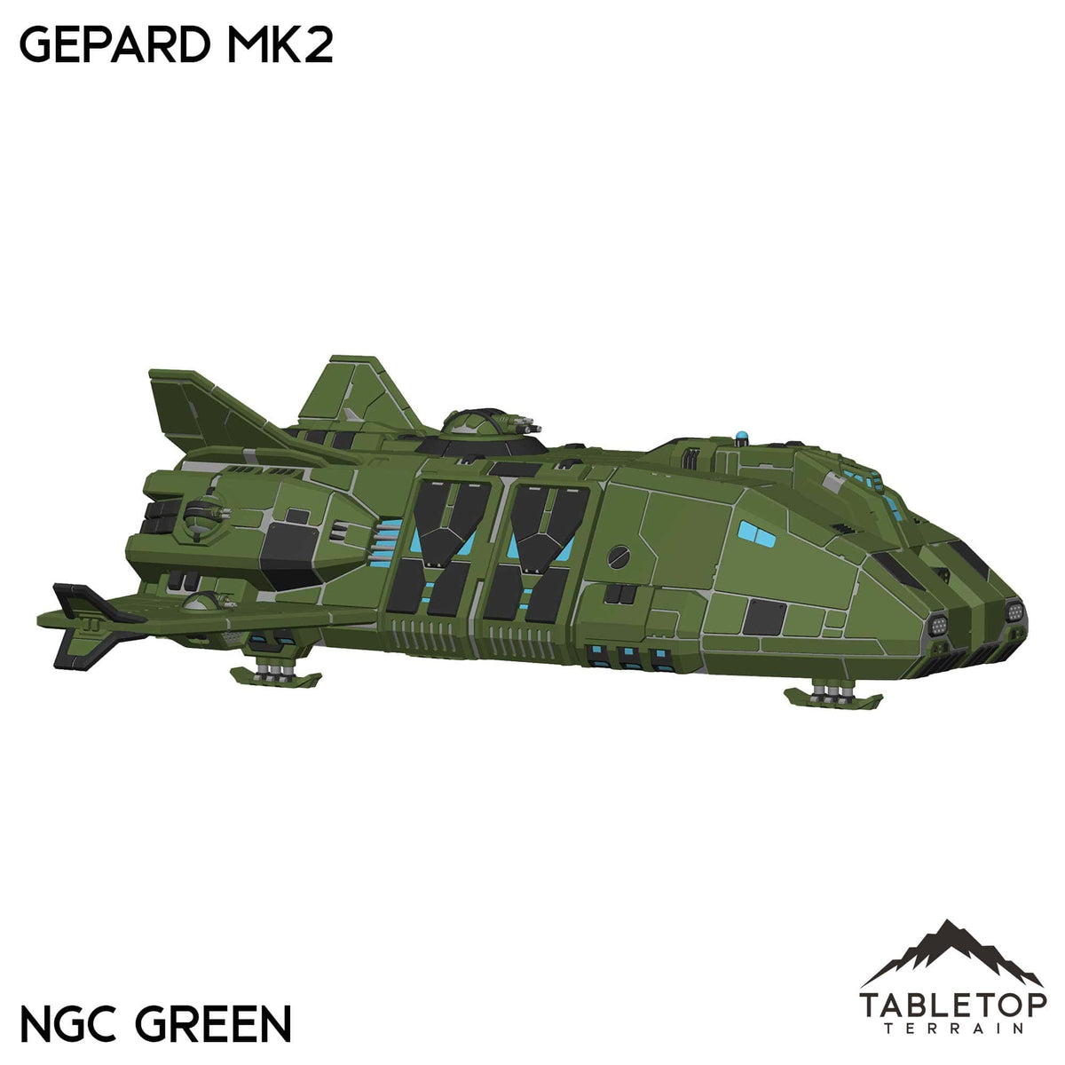 Tabletop Terrain Vehicle NextGen Color - Green Gepard Dropship Mk2
