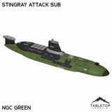 Tabletop Terrain Vehicle NextGen Color- Green Stingray Attack Sub