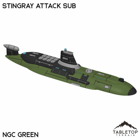 Tabletop Terrain Vehicle NextGen Color- Green Stingray Attack Sub