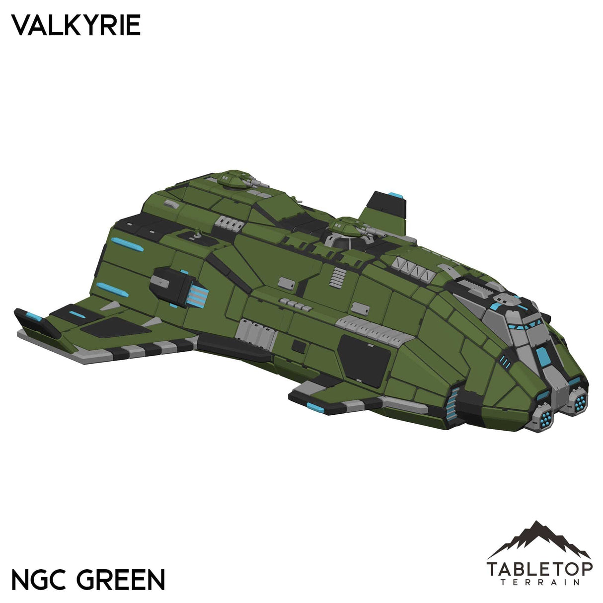 Tabletop Terrain Vehicle NextGen Color- Green Valkyrie Dropship