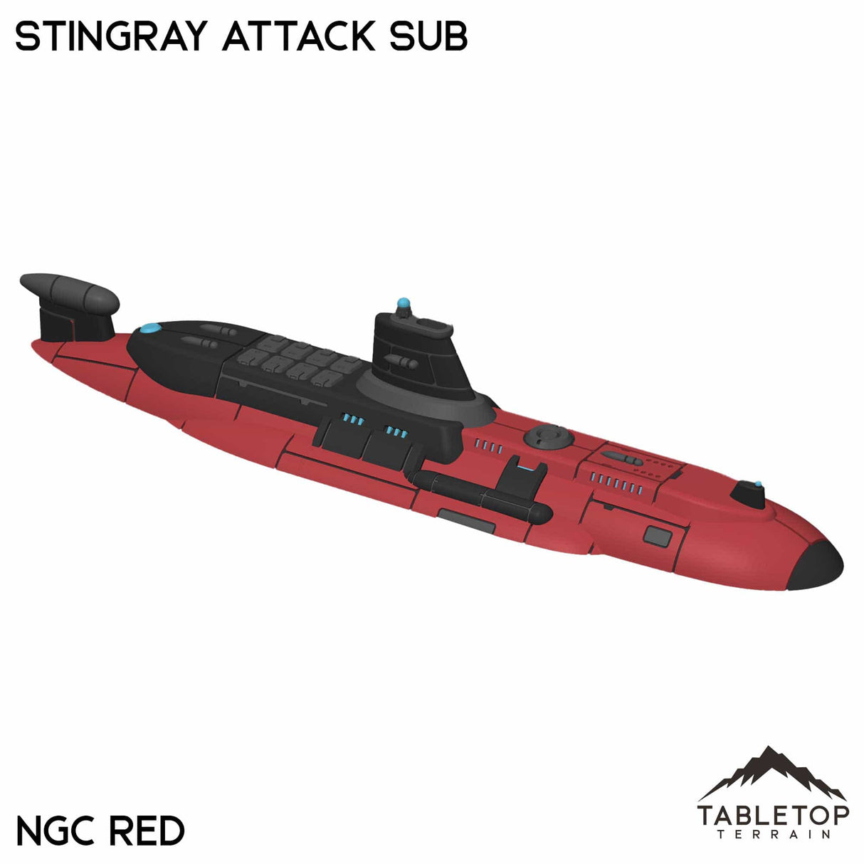 Tabletop Terrain Vehicle NextGen Color- Red Stingray Attack Sub