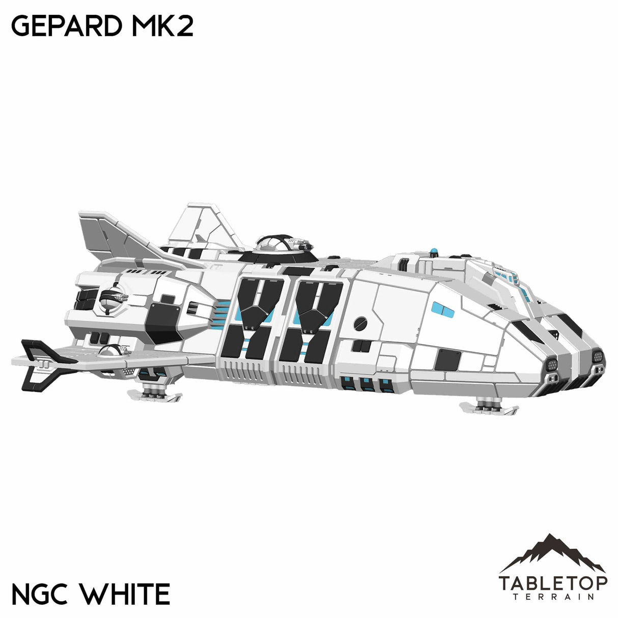 Tabletop Terrain Vehicle NextGen Color - White Gepard Dropship Mk2