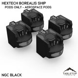 Tabletop Terrain Vehicle Pods Only - Aerospace Pods / NextGen Color (Black) HEXTECH Borealis Ship- 6mm