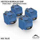 Tabletop Terrain Vehicle Pods Only - Aerospace Pods / NextGen Color (Blue) HEXTECH Borealis Ship- 6mm