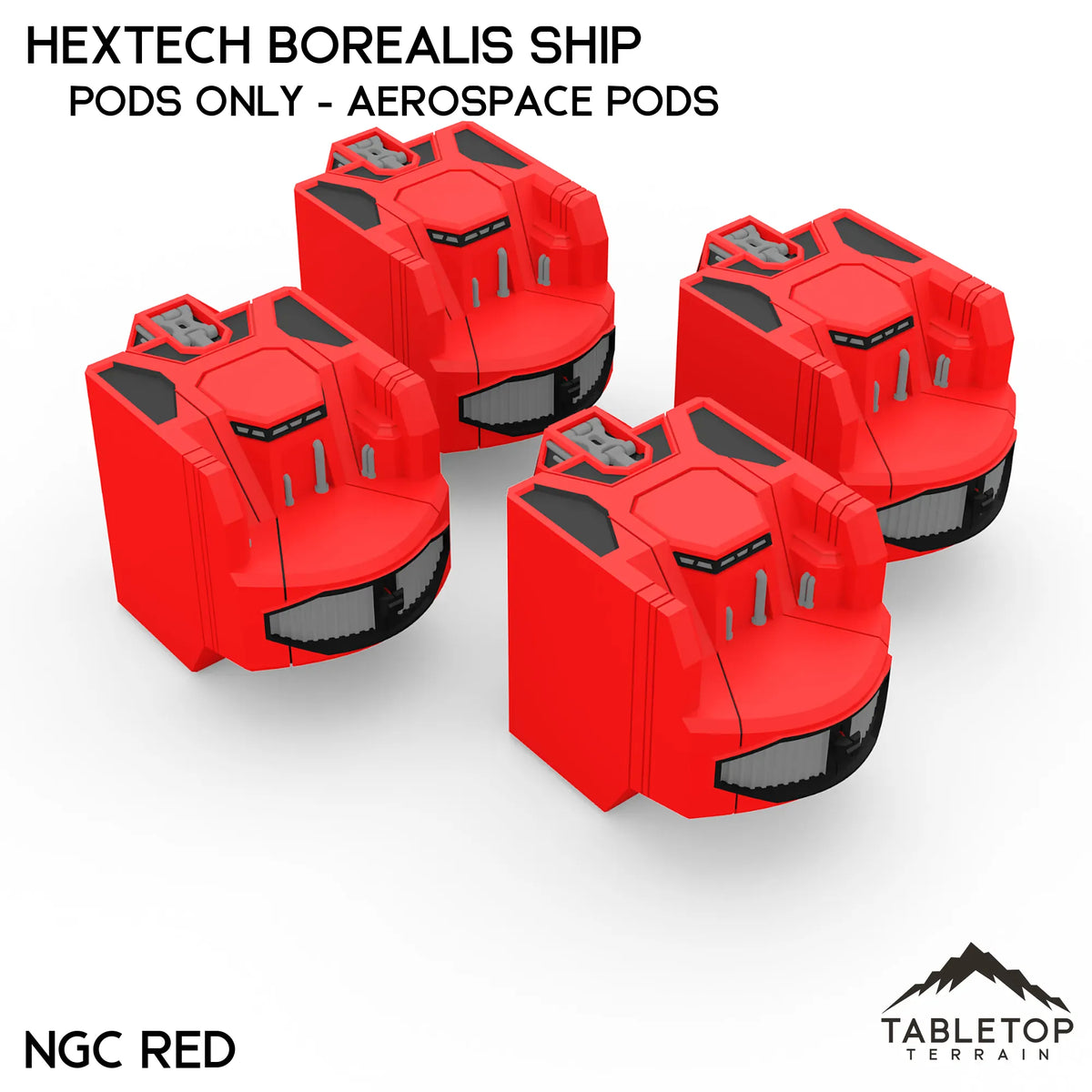 Tabletop Terrain Vehicle Pods Only - Aerospace Pods / NextGen Color (Red) HEXTECH Borealis Ship- 6mm