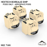 Tabletop Terrain Vehicle Pods Only - Aerospace Pods / NextGen Color (Tan) HEXTECH Borealis Ship- 6mm