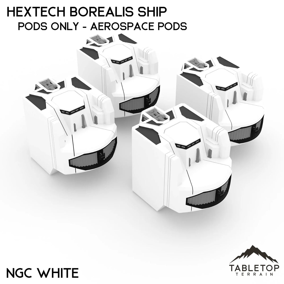 Tabletop Terrain Vehicle Pods Only - Aerospace Pods / NextGen Color (White) HEXTECH Borealis Ship- 6mm