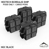 Tabletop Terrain Vehicle Pods Only - Cargo Pods / NextGen Color (Black) HEXTECH Borealis Ship- 6mm