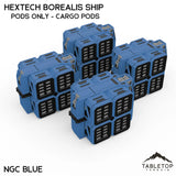 Tabletop Terrain Vehicle Pods Only - Cargo Pods / NextGen Color (Blue) HEXTECH Borealis Ship- 6mm