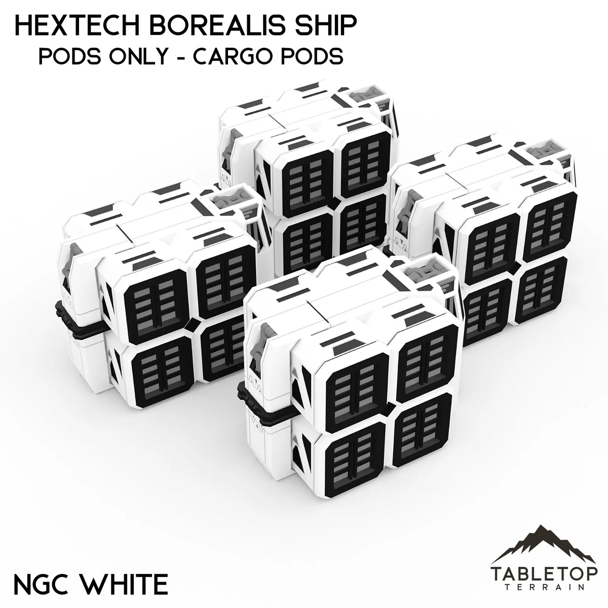 Tabletop Terrain Vehicle Pods Only - Cargo Pods / NextGen Color (White) HEXTECH Borealis Ship- 6mm