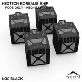 Tabletop Terrain Vehicle Pods Only - Mech Bay Pods / NextGen Color (Black) HEXTECH Borealis Ship- 6mm