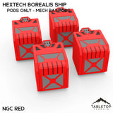 Tabletop Terrain Vehicle Pods Only - Mech Bay Pods / NextGen Color (Red) HEXTECH Borealis Ship- 6mm