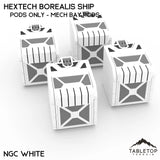 Tabletop Terrain Vehicle Pods Only - Mech Bay Pods / NextGen Color (White) HEXTECH Borealis Ship- 6mm