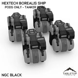 Tabletop Terrain Vehicle Pods Only - Tanker Pods / NextGen Color (Black) HEXTECH Borealis Ship- 6mm