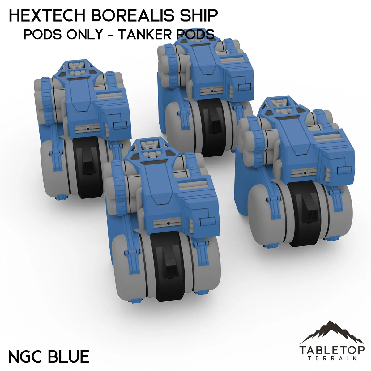 Tabletop Terrain Vehicle Pods Only - Tanker Pods / NextGen Color (Blue) HEXTECH Borealis Ship- 6mm