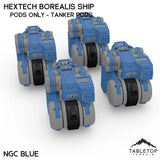Tabletop Terrain Vehicle Pods Only - Tanker Pods / NextGen Color (Blue) HEXTECH Borealis Ship- 6mm