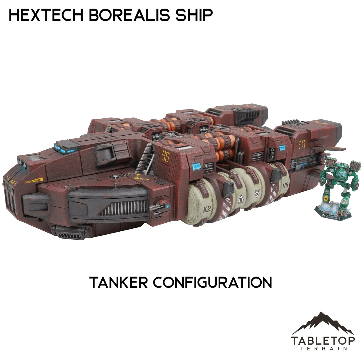 Tabletop Terrain Vehicle Tanker Configuration HEXTECH Borealis Ship- 6mm