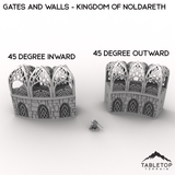 Tabletop Terrain Walls 32mm / 45 Degree Inward Gates and Walls - Kingdom of Noldareth