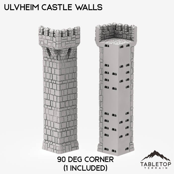 Tabletop Terrain Walls 32mm / 90 Degree Corner Ulvheim Castle Walls