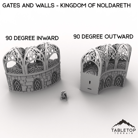 Tabletop Terrain Walls 32mm / 90 Degree Inward Gates and Walls - Kingdom of Noldareth