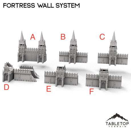 Tabletop Terrain Walls 32mm / A - Fortress Gate and Towers Apocalypse Fortress Wall System