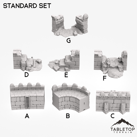 Tabletop Terrain Walls 32mm / A - Slightly Curved Wall Gates and Walls - Kingdom of Tor Ithilas