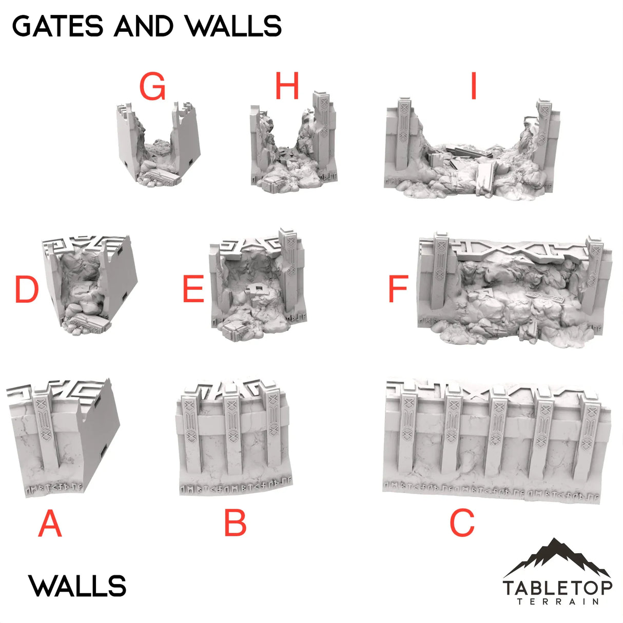 Tabletop Terrain Walls 32mm / A - Wall Standard Outward Gates and Walls - Kingdom of Durak Deep