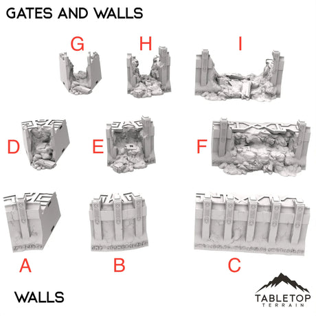 Tabletop Terrain Walls 32mm / A - Wall Standard Outward Gates and Walls - Kingdom of Durak Deep