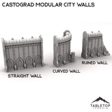 Tabletop Terrain Walls 32mm / D: Straight Wall Castograd Modular City Walls