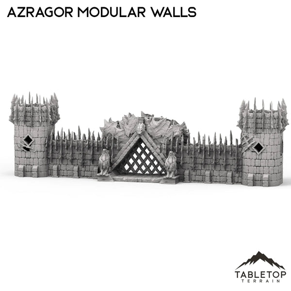 Tabletop Terrain Walls 32mm / Example Set Azragor Modular Walls + Gate - Kingdom of Azragor