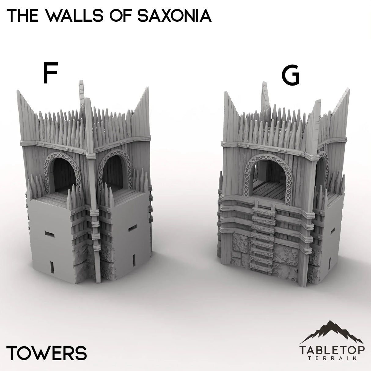 Tabletop Terrain Walls 32mm / F - Tower Corner The Walls of Saxonia - Kingdom of Saxonia