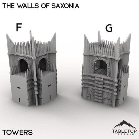 Tabletop Terrain Walls 32mm / F - Tower Corner The Walls of Saxonia - Kingdom of Saxonia