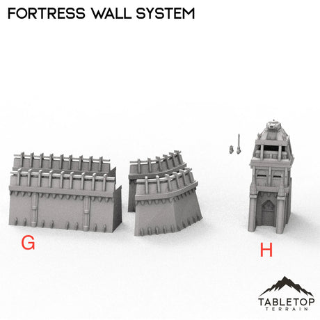 Tabletop Terrain Walls 32mm / G - 2 Corners and 2 Walls Apocalypse Fortress Wall System