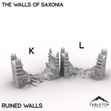 Tabletop Terrain Walls 32mm / K - Straight Ruined The Walls of Saxonia - Kingdom of Saxonia