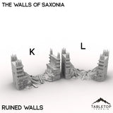 Tabletop Terrain Walls 32mm / K - Straight Ruined The Walls of Saxonia - Kingdom of Saxonia