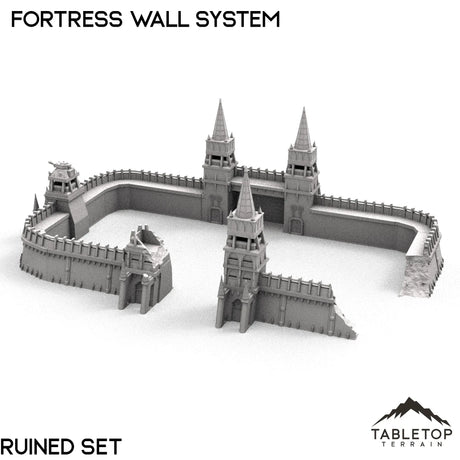 Tabletop Terrain Walls 32mm / Ruined Set Apocalypse Fortress Wall System