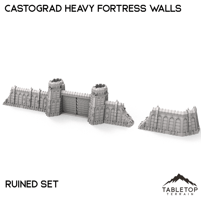 Tabletop Terrain Walls 32mm / Ruined Set Castograd Heavy Fortress Walls