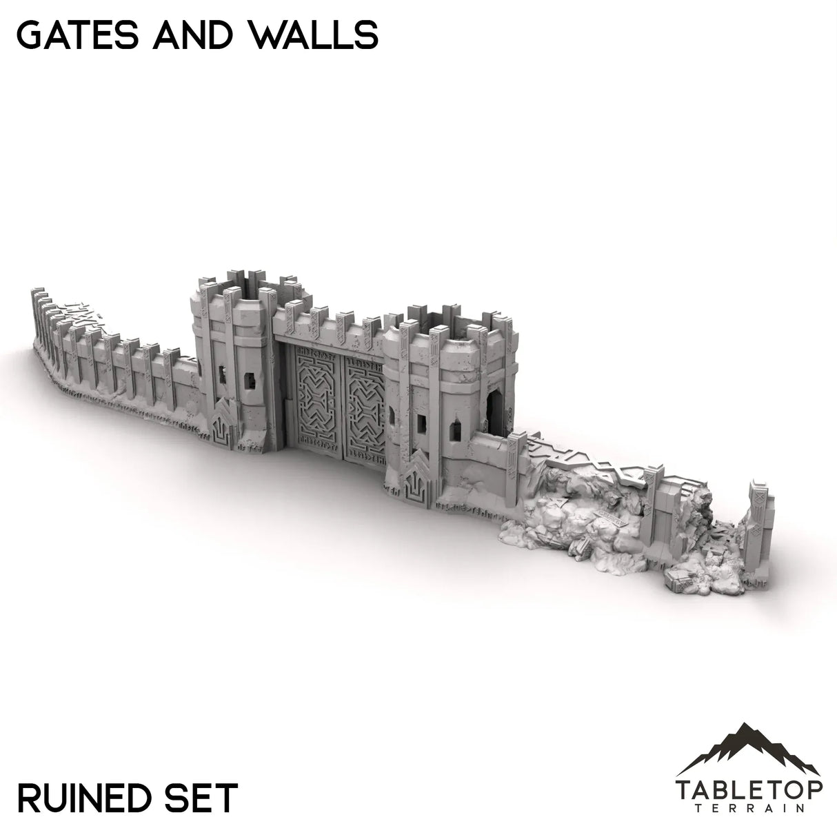 Tabletop Terrain Walls 32mm / Ruined Set Gates and Walls - Kingdom of Durak Deep