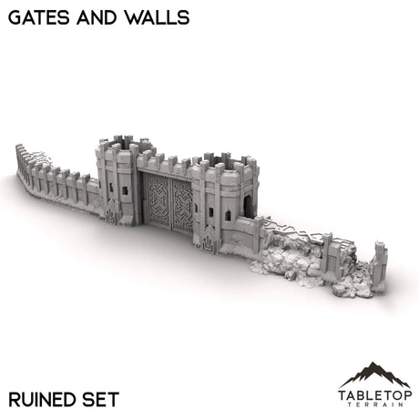 Tabletop Terrain Walls 32mm / Ruined Set Gates and Walls - Kingdom of Durak Deep