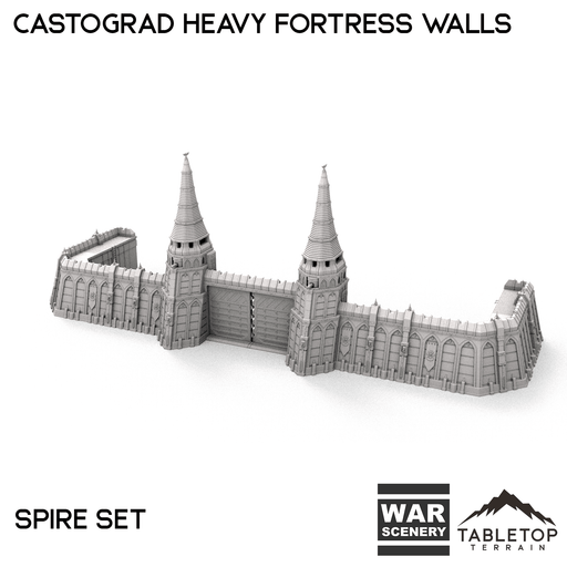 Tabletop Terrain Walls 32mm / Spire Set Castograd Heavy Fortress Walls