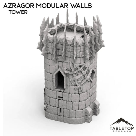 Tabletop Terrain Walls 32mm / Tower Azragor Modular Walls + Gate - Kingdom of Azragor
