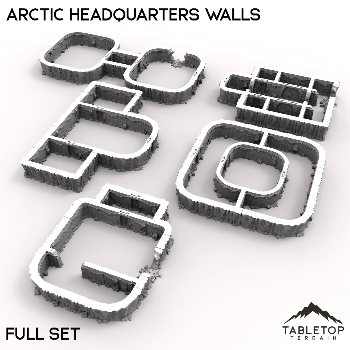 Tabletop Terrain Walls 40mm / Full Set Arctic Headquarters Walls