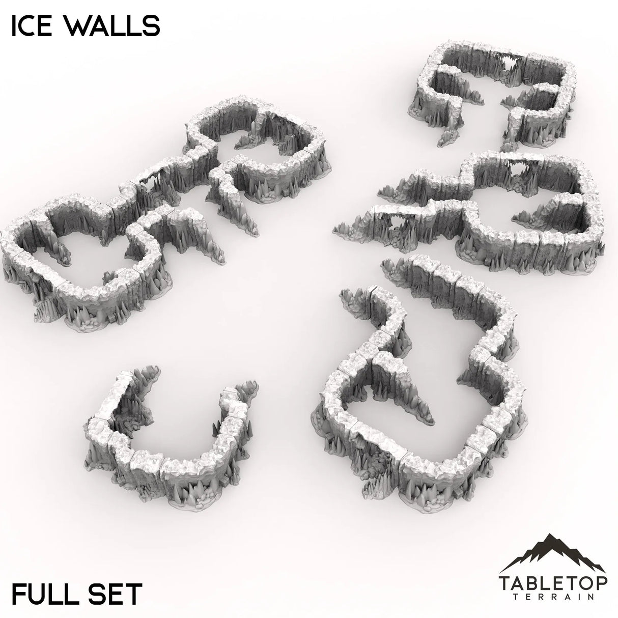 Tabletop Terrain Walls 40mm / Full Set Ice Walls